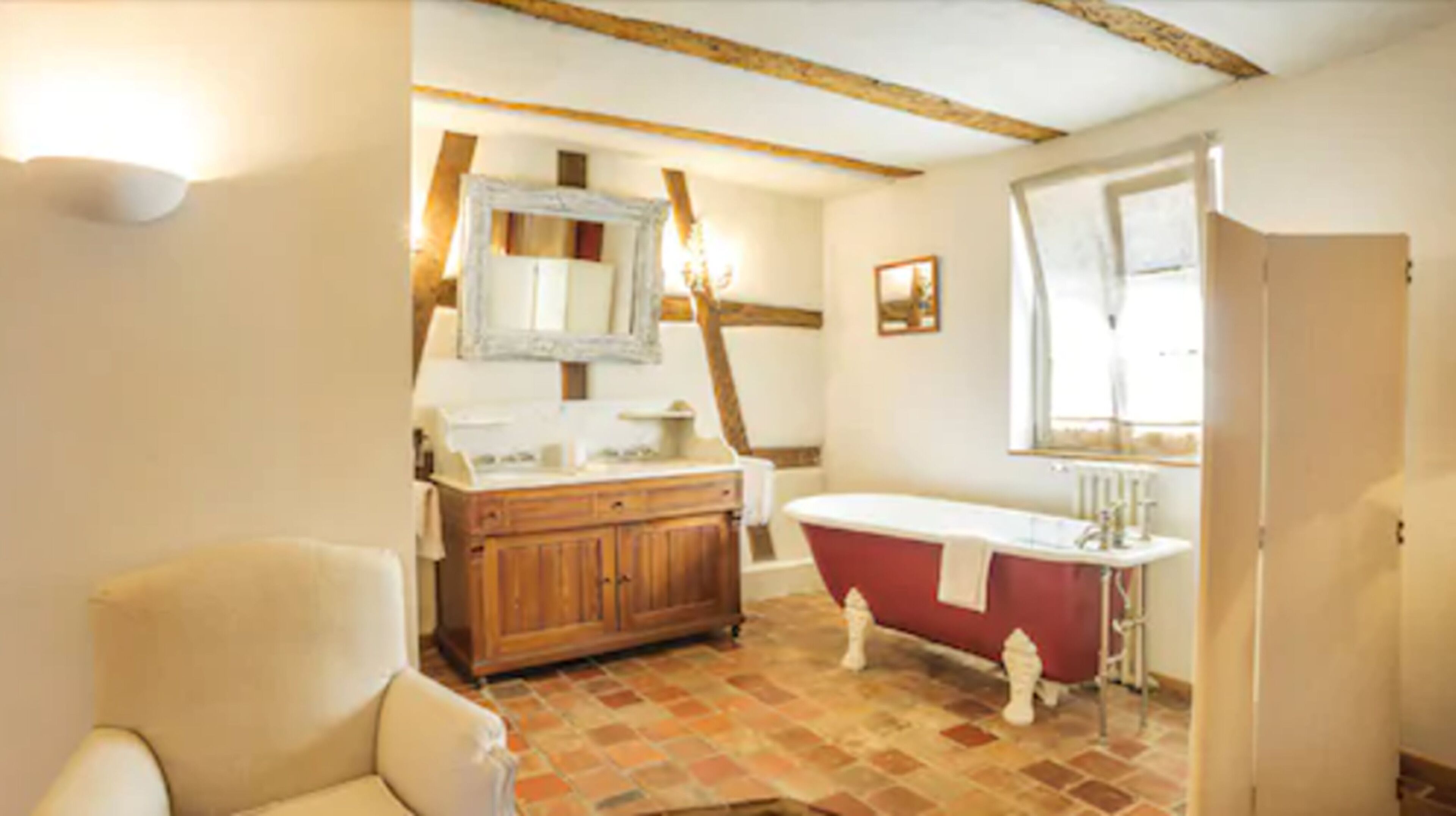 honeymoon room | bathroom | deep-soaking bathtub, hair dryer, towels