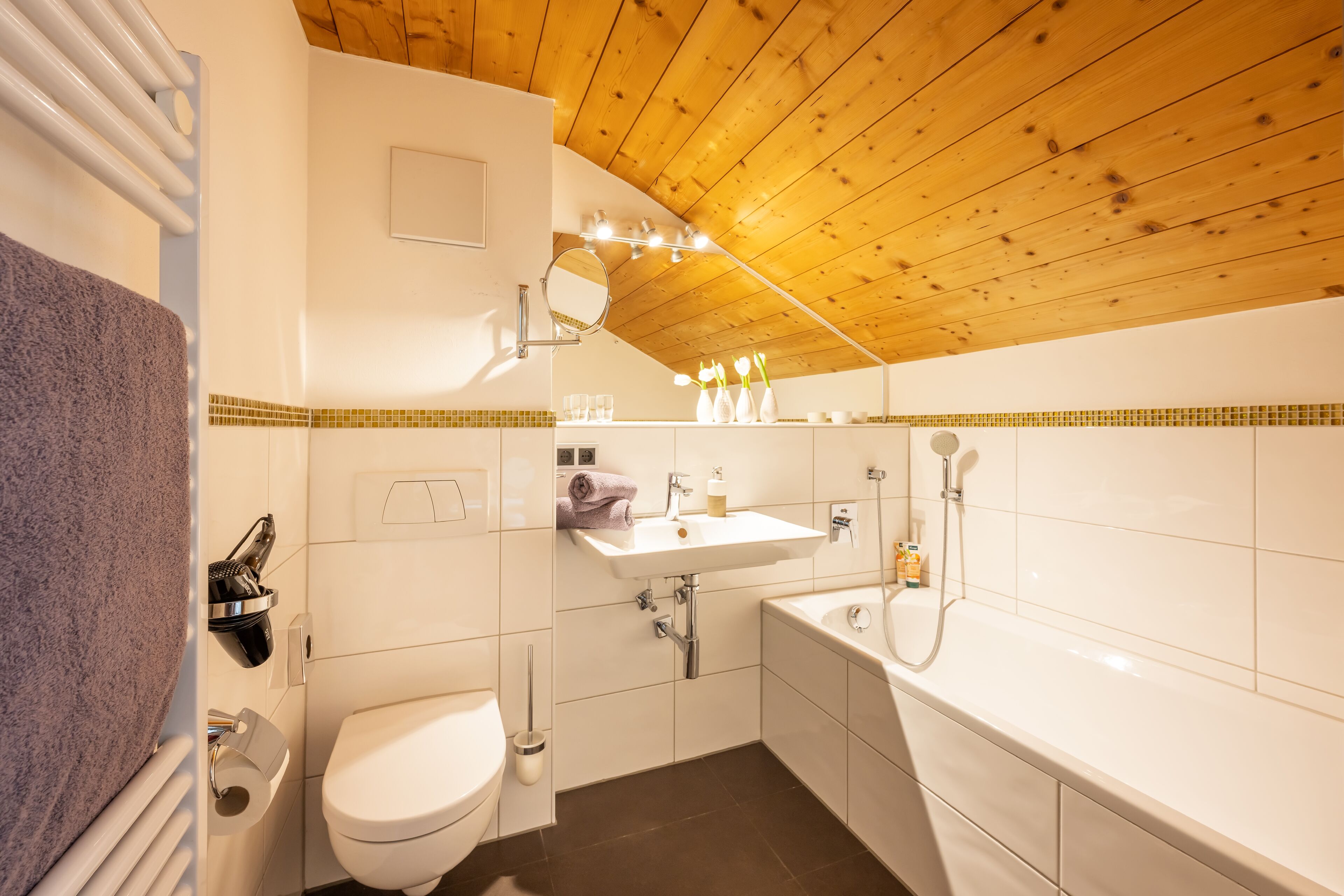 comfort double room, 1 king bed with sofa bed | bathroom | shower, hair dryer, bathrobes, towels