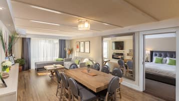 43-inch flat-screen TV with cable channels, TV