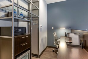 Premium bedding, desk, laptop workspace, WiFi