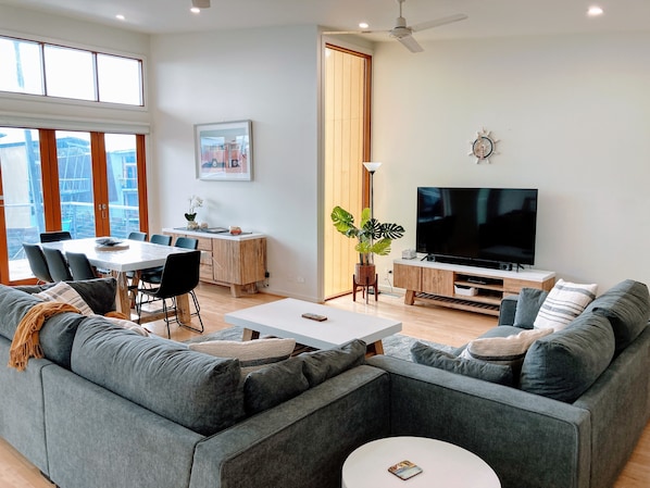 TV, DVD player, table football, ping pong