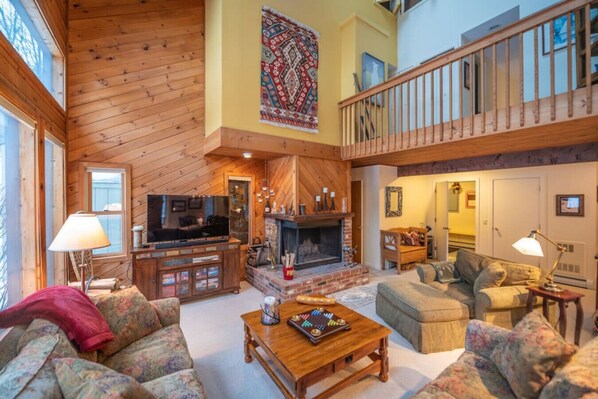 TV, fireplace, video games