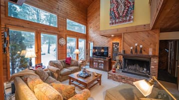 TV, fireplace, video games