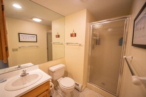 Combined shower/tub, hair dryer