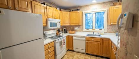 Fridge, microwave, oven, dishwasher