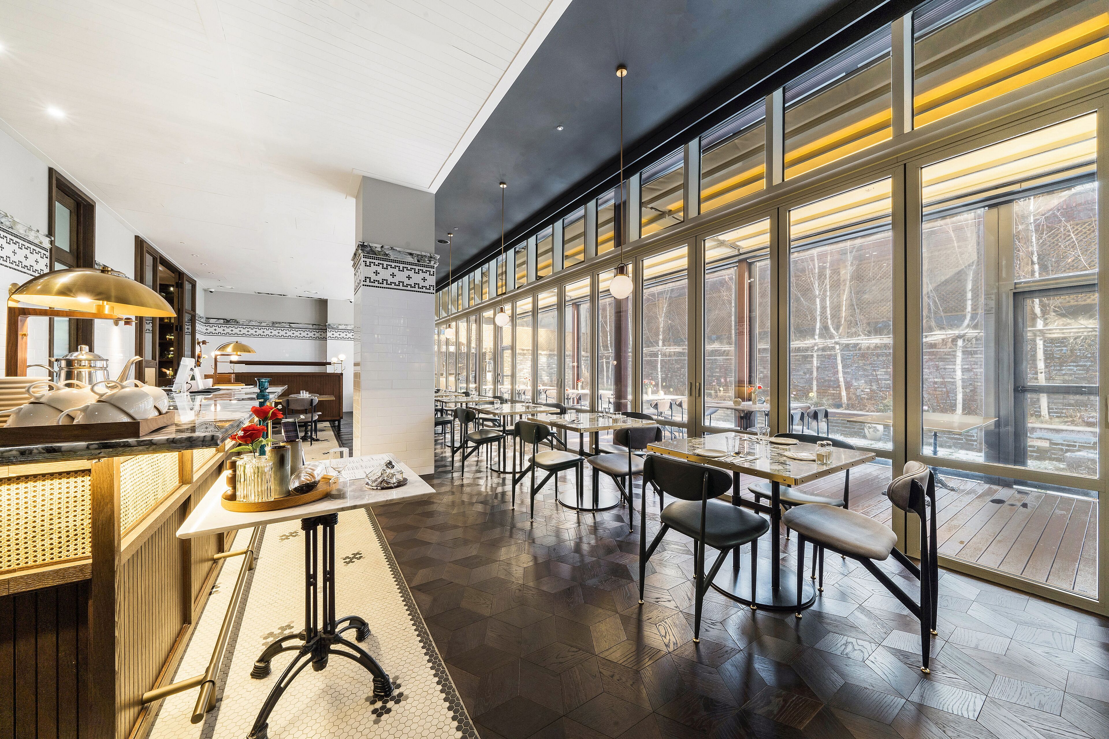 Breakfast, lunch, dinner served; Modern European cuisine, garden views 