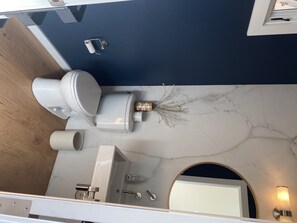 Hair dryer, towels, toilet paper