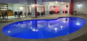 Outdoor pool, pool loungers