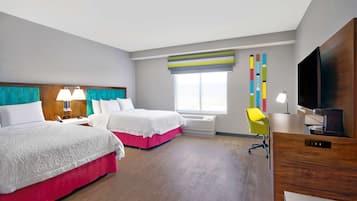 Room, 2 Queen Beds, Accessible, Bathtub (Mobility & Hearing) | Free WiFi, bed sheets