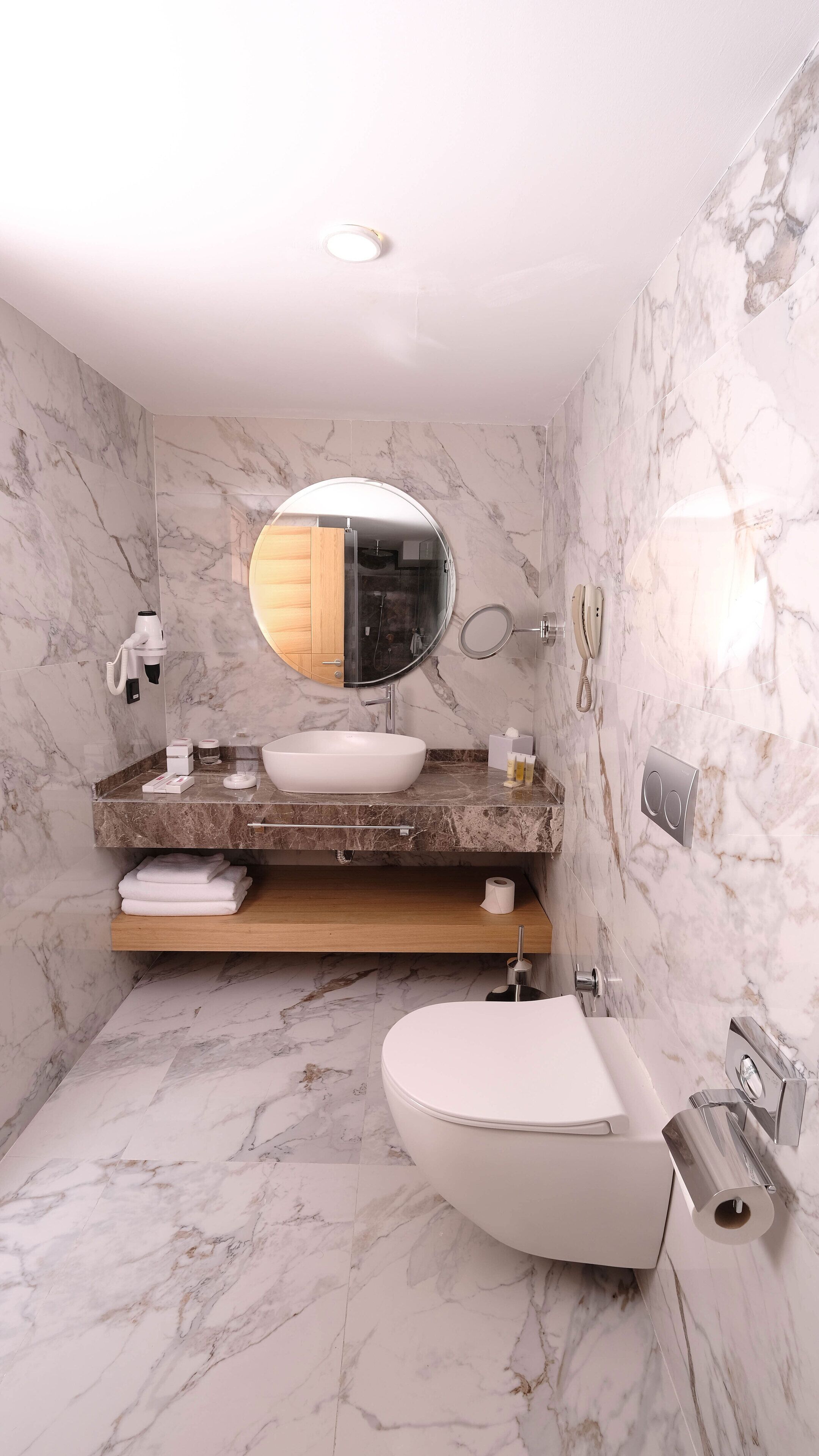 shower, rainfall showerhead, hair dryer, slippers