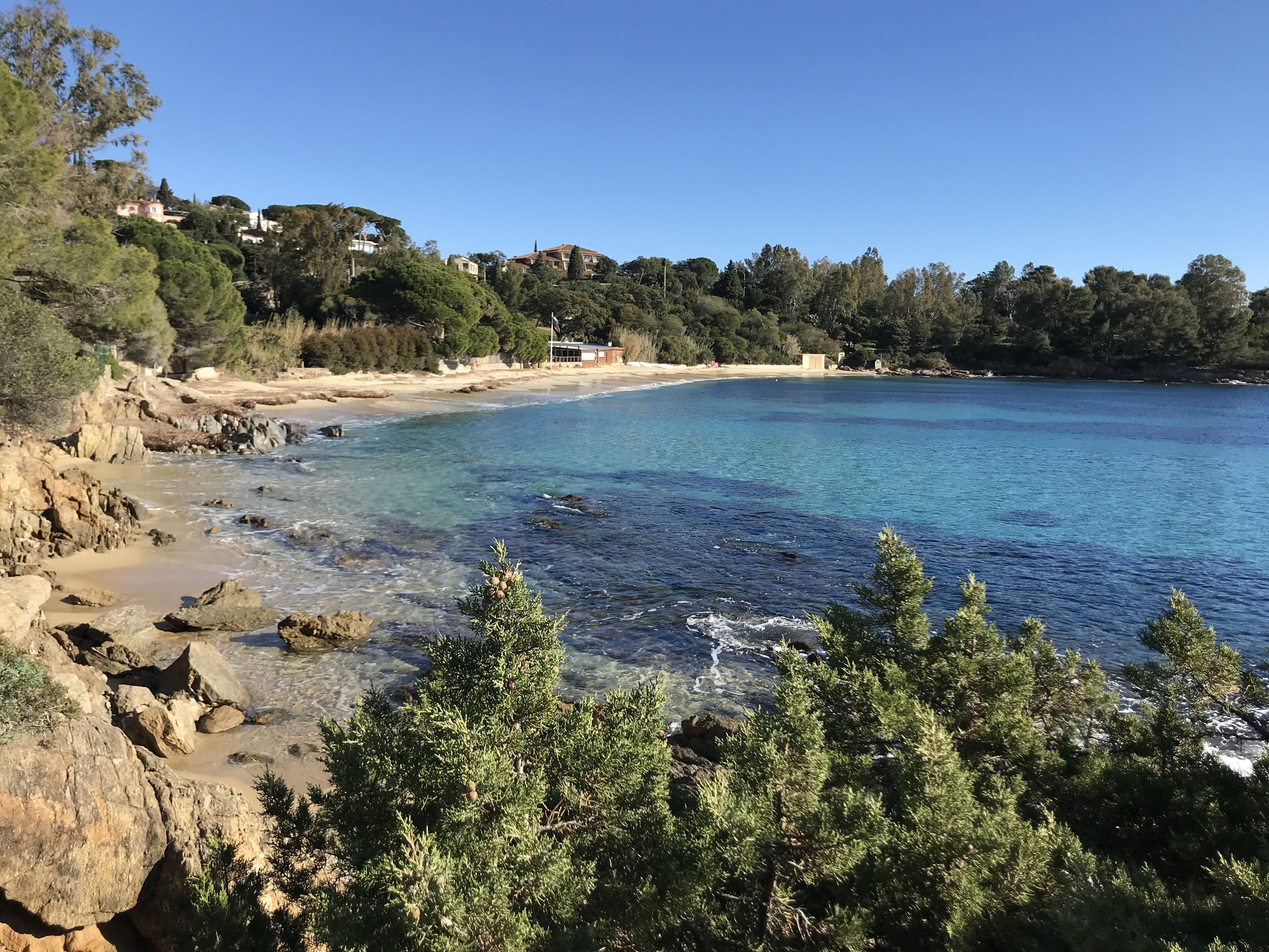 On the beach, sun loungers