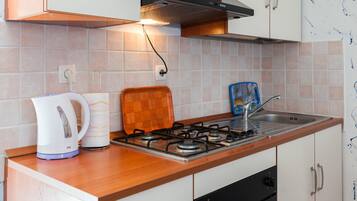 Apartment, 1 Queen Bed with Sofa bed | Private kitchen | Fridge, oven, stovetop, electric kettle