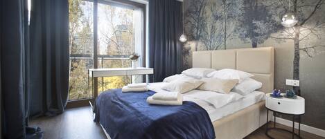 Departamento Deluxe | 1 habitación, tabla de planchar con plancha, wifi gratis y ropa de cama