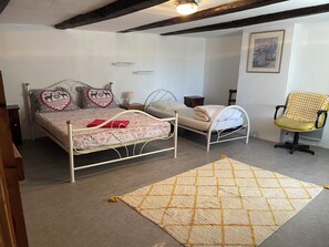 1 bedroom, iron/ironing board, travel cot