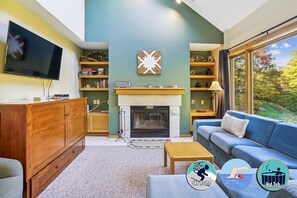 TV, fireplace, foosball, table tennis