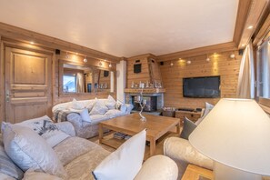 TV, fireplace, DVD player, books