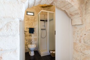 Condo | Bathroom | Shower, hair dryer, bidet, soap - Corso Italia Deluxe Apartment by Wonderful Italy (Ostuni)