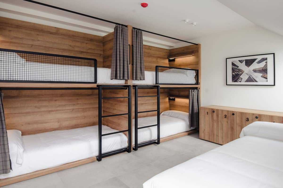 Premium bedding, down duvets, blackout curtains, soundproofing