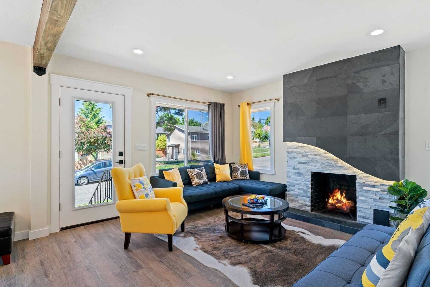 Smart TV, fireplace, table tennis, books