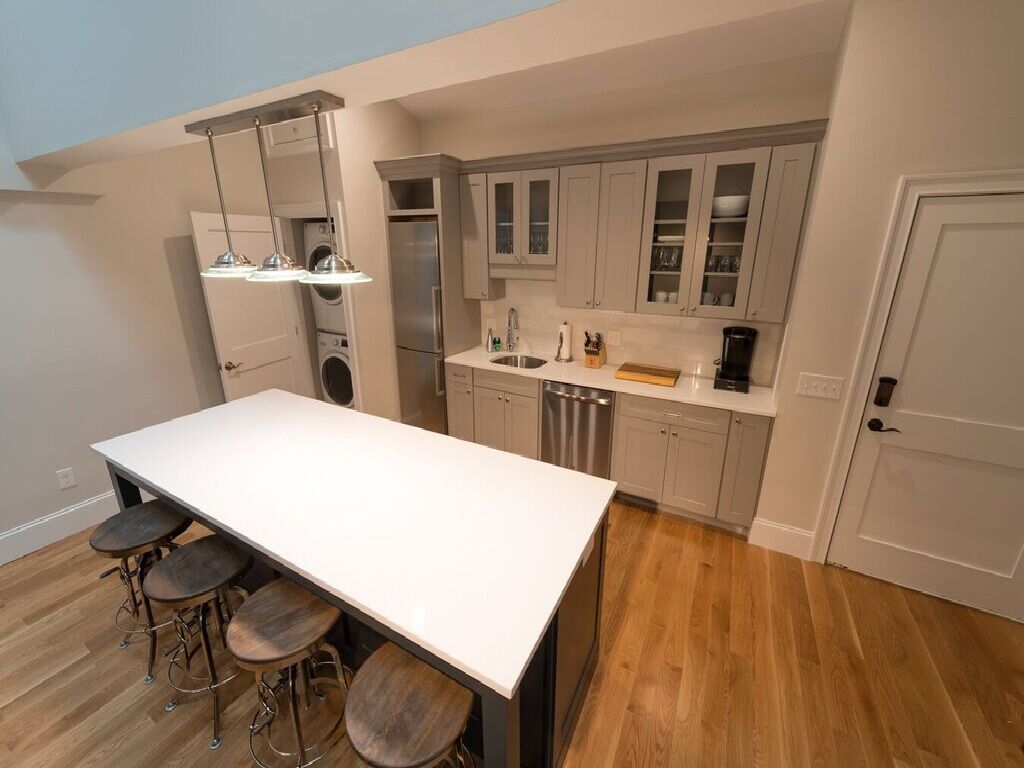 Fridge, microwave, dishwasher, coffee/tea maker