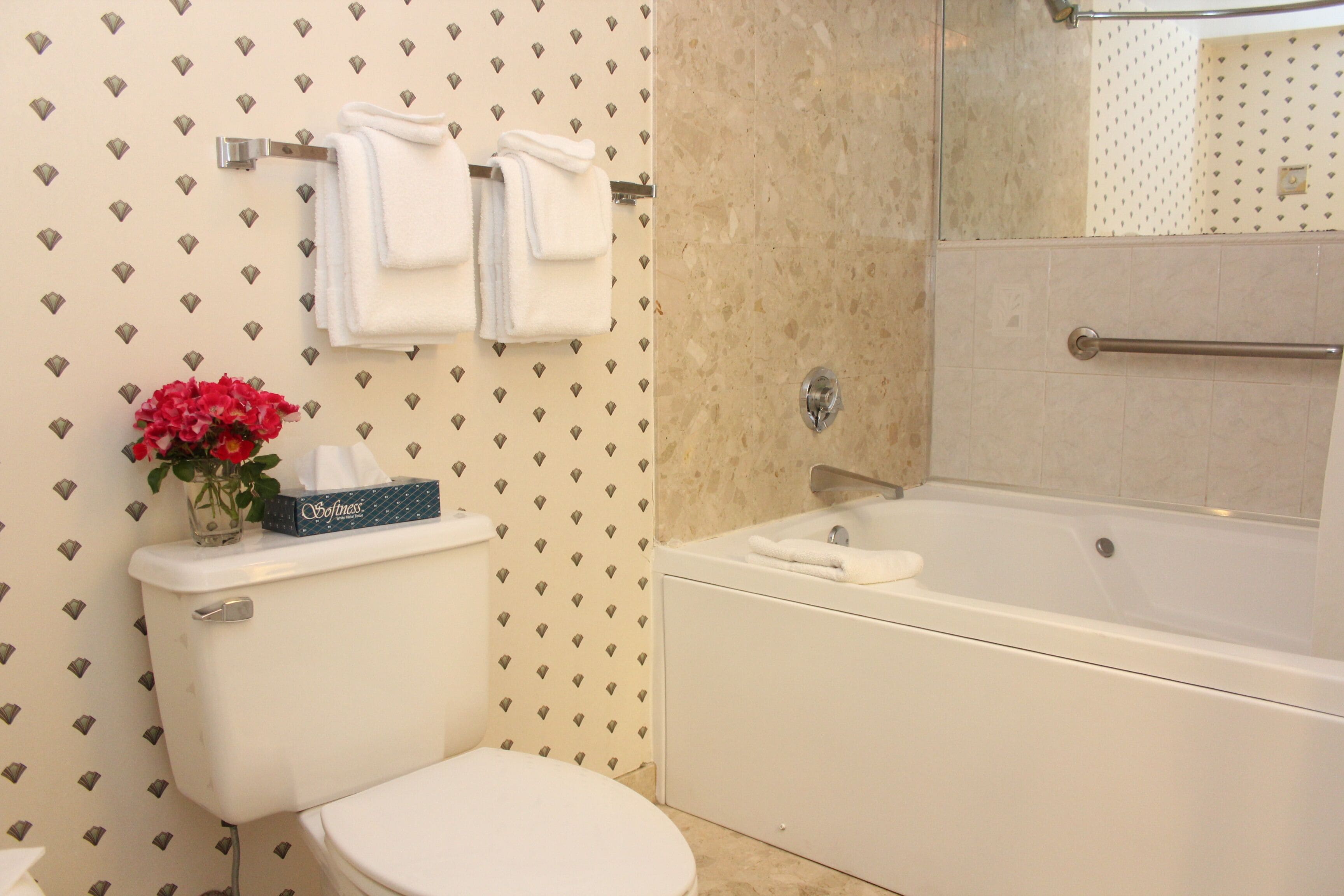 free toiletries, hair dryer, towels, soap