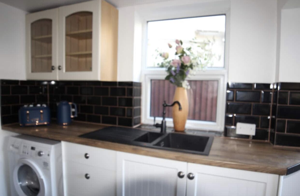 Comfort Apartment | Private kitchen | Full-size fridge, microwave, oven, stovetop