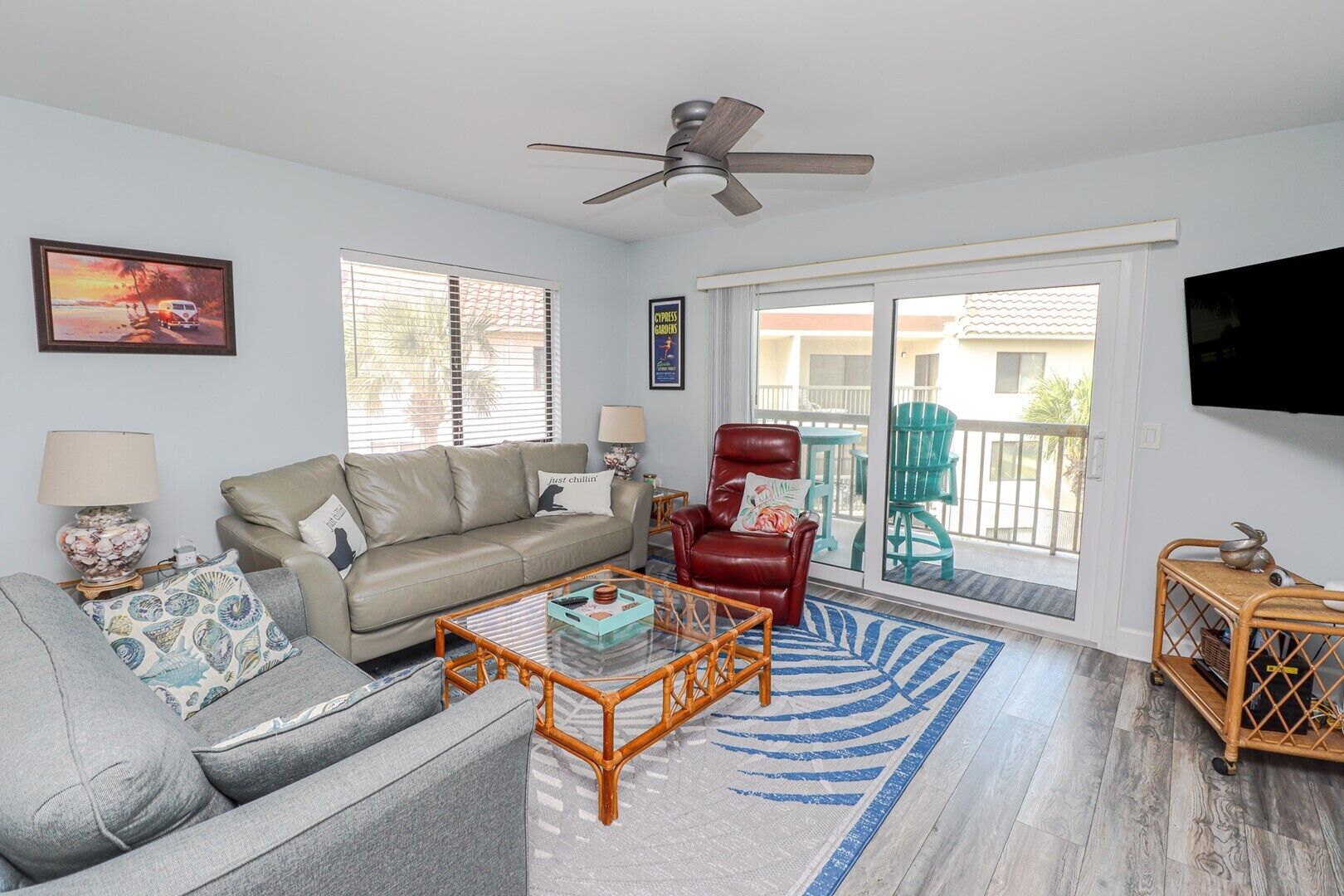 TV, DVD player, books