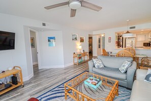 TV, DVD player, books