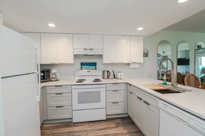 Fridge, microwave, oven, dishwasher