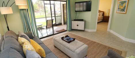 Télévision, lecteur de DVD, livres