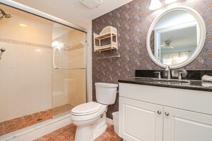 Bathtub, hair dryer, towels, soap