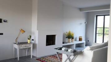 Smart TV y chimenea