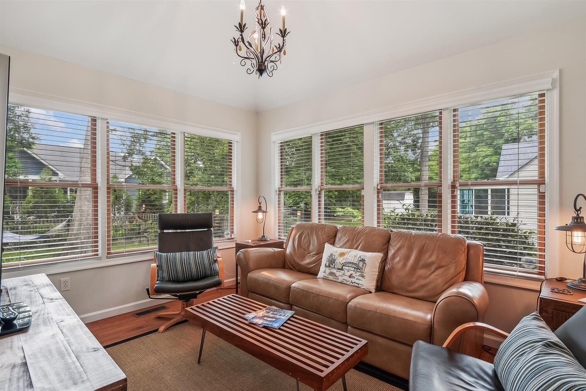 Smart TV, fireplace, DVD player, books