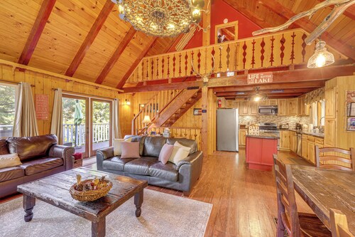 Game Room & 2 Decks: Walkable Lake Arrowhead Cabin