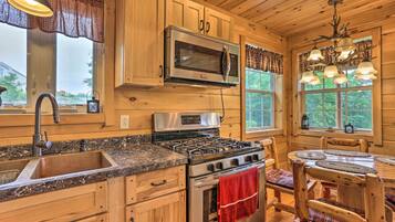 Fridge, microwave, stovetop, toaster