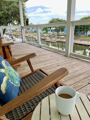 Canal front Rockport Home with Private Boat Dock + Texas Riviera Sunset Views