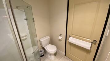 Pancuran mandi, hulu semburan mandi hujan, tuala disediakan