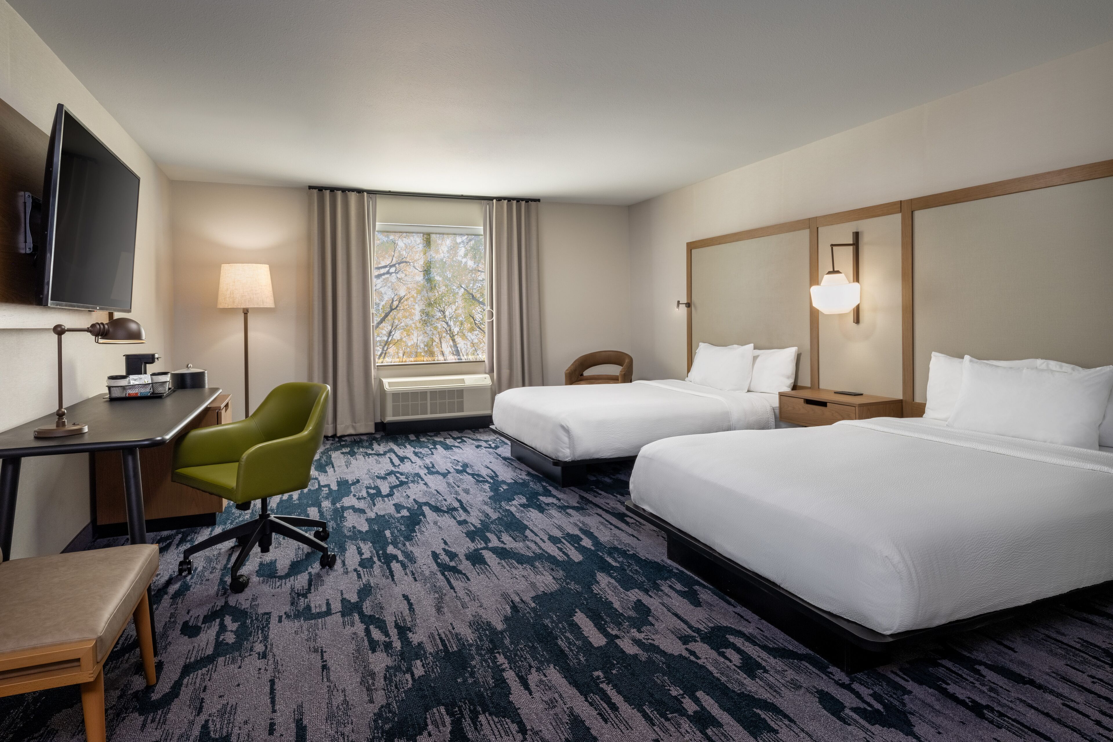 room, 2 queen beds, non smoking | desk, blackout curtains, iron/ironing board, free wifi