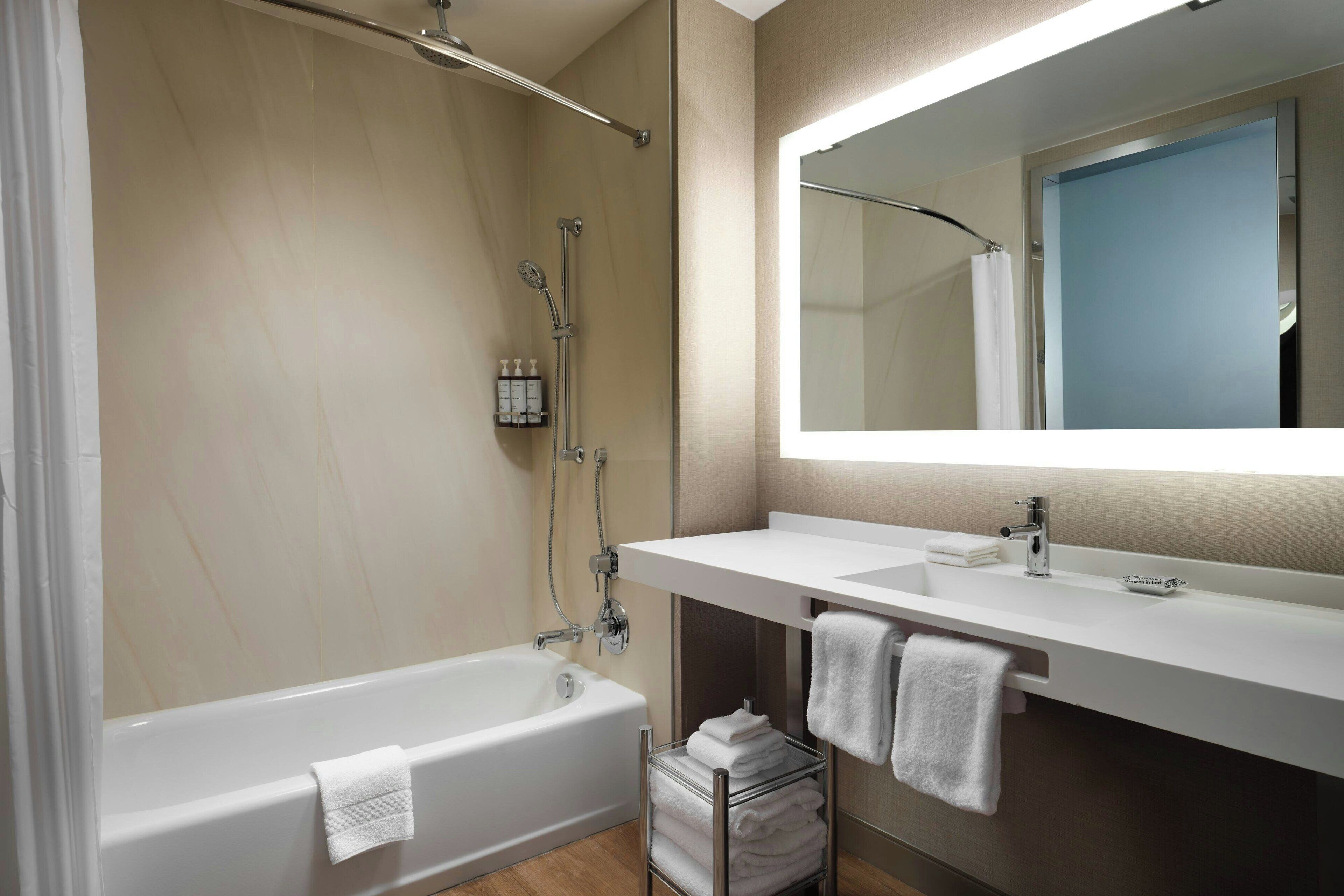 free toiletries, hair dryer, bathrobes, towels