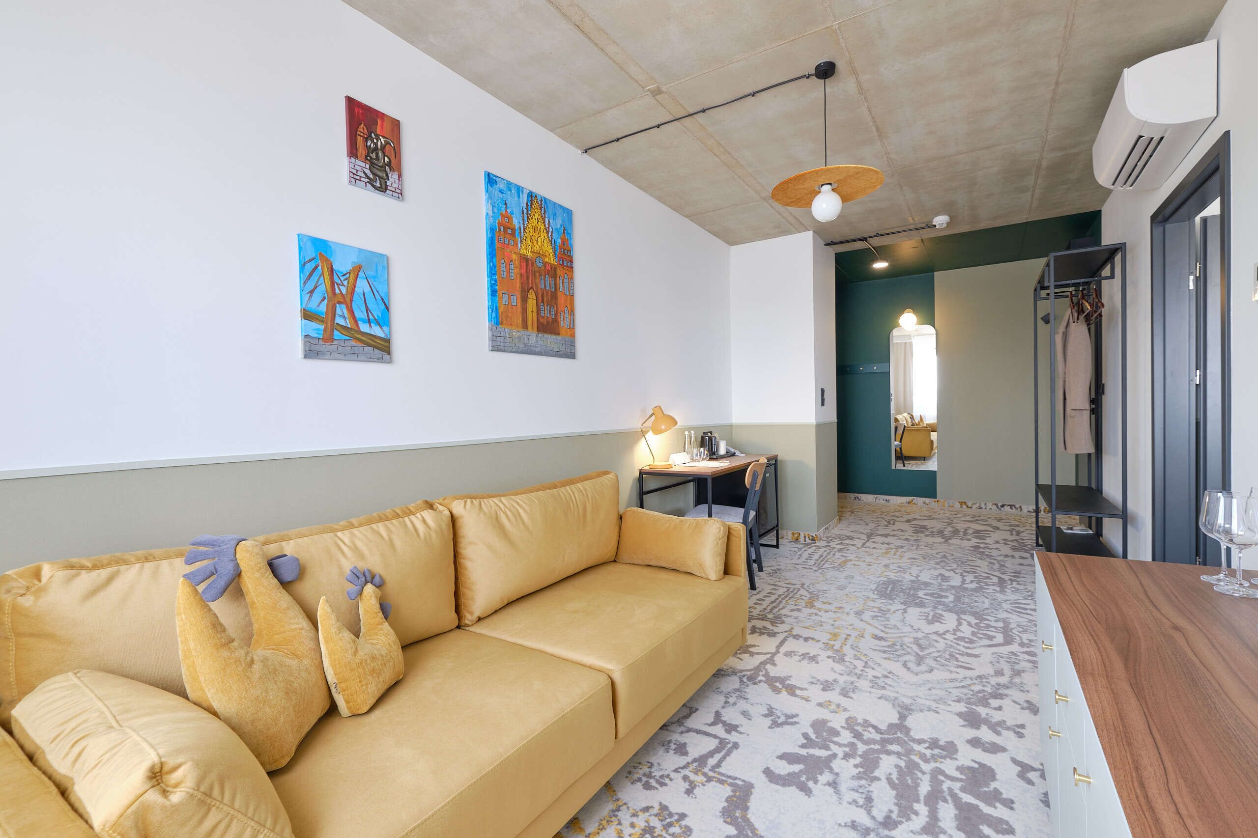 suite | individually decorated, desk, laptop workspace, soundproofing