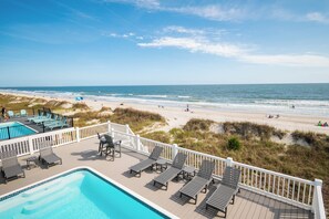 A heated pool - Carolina Dreamin': Oceanfront w/Private Pool, Hot Tub, Elevator! (Oak Island)