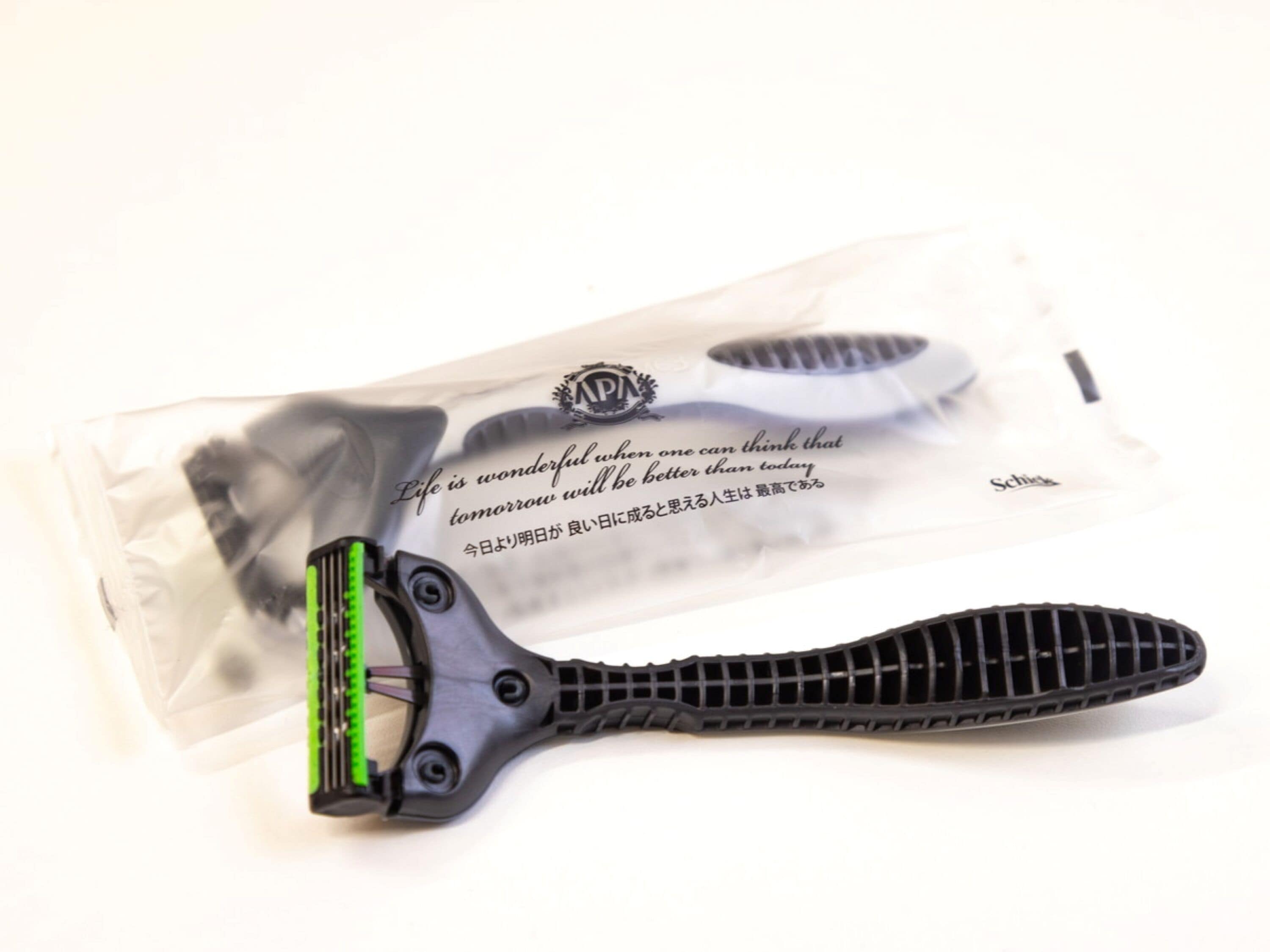 A razor and its packaging.