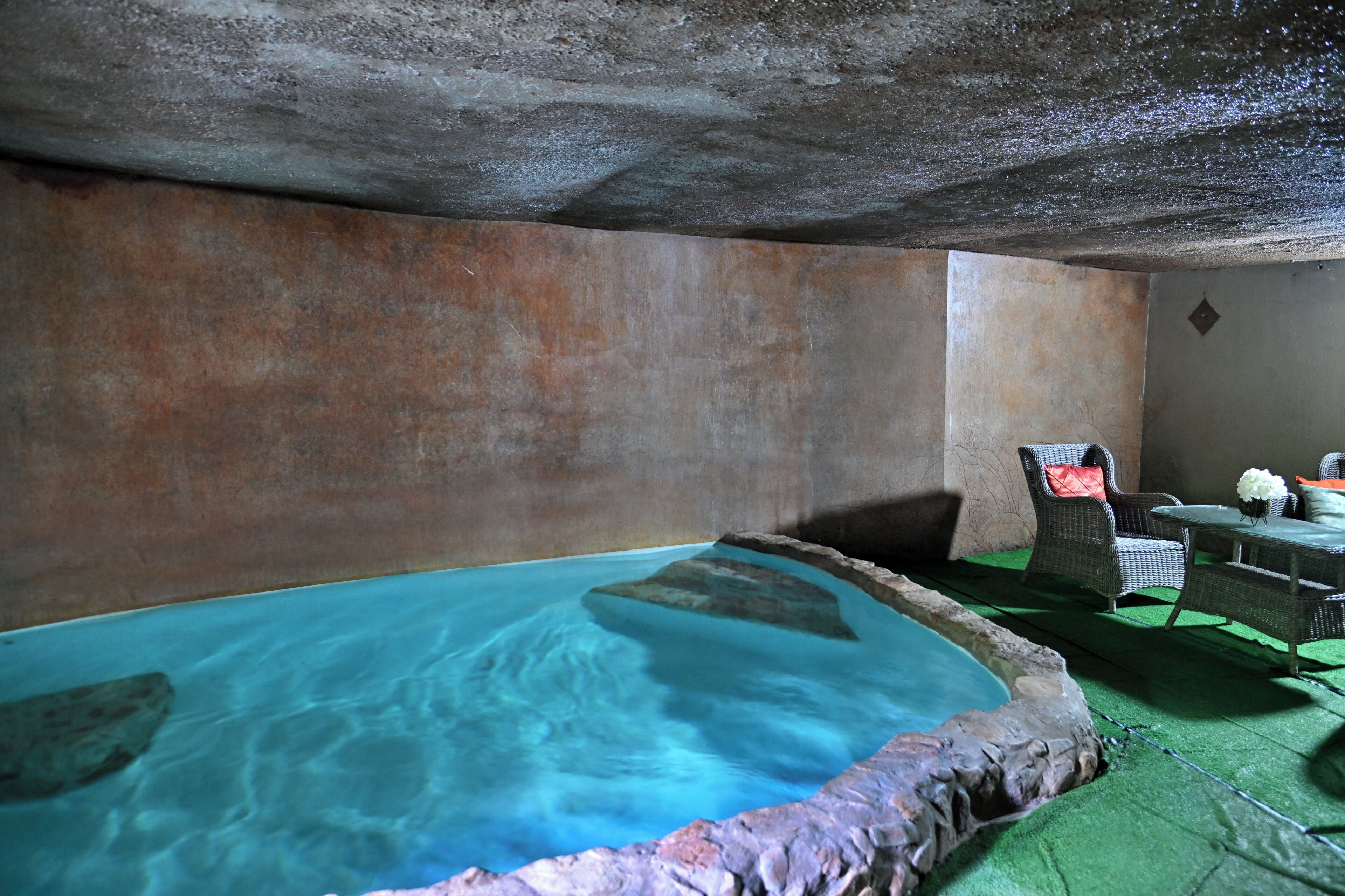 Indoor pool, outdoor pool, pool umbrellas, sun loungers