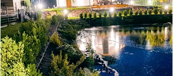 This beautifull villa is located by the wather, surrounded by forest.