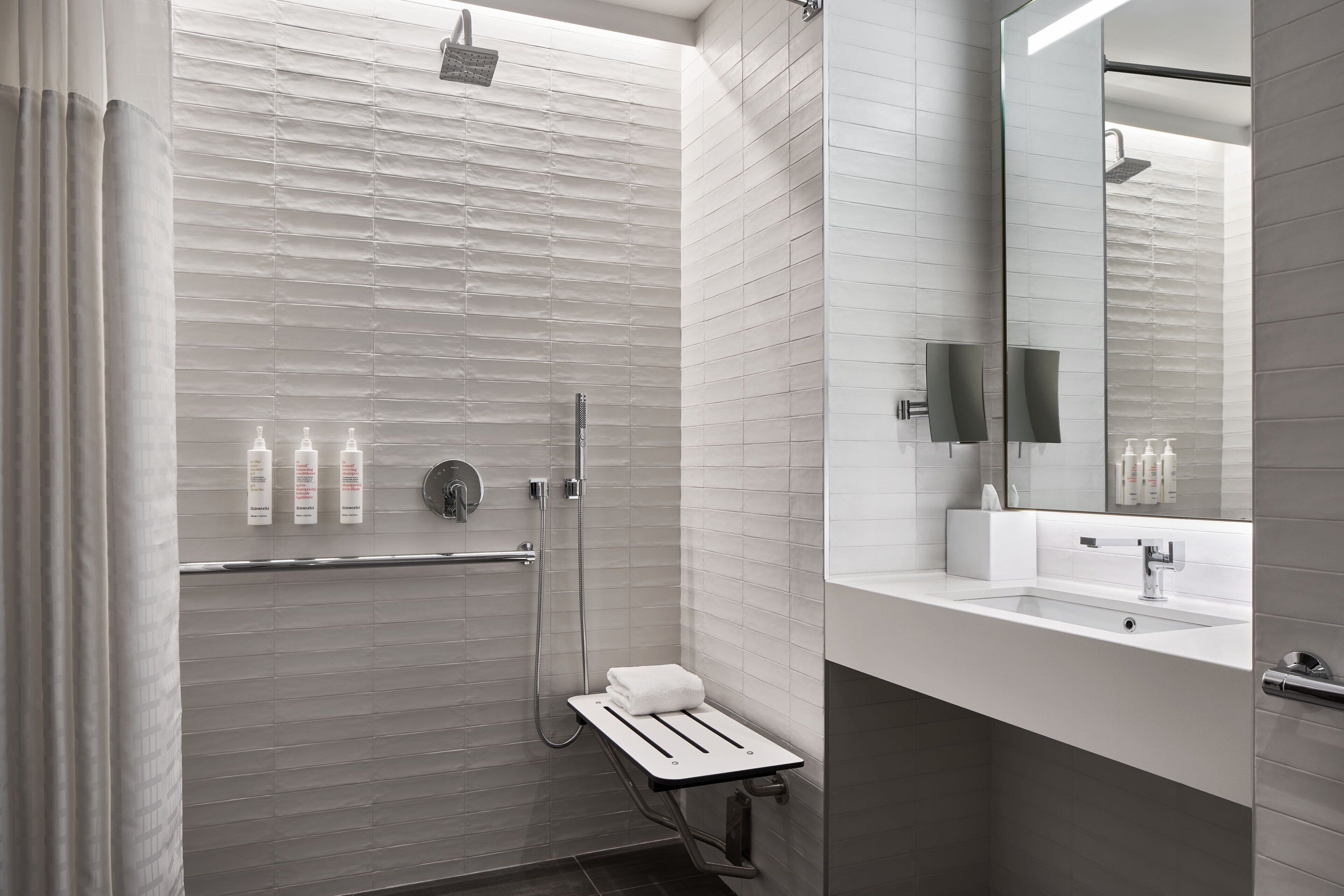 shower, free toiletries, towels, soap