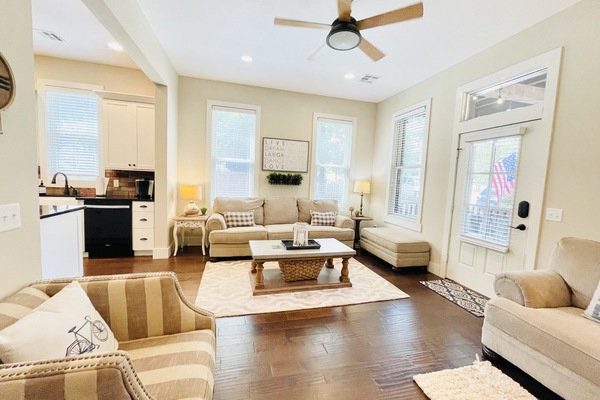 Smart TV, fireplace, DVD player