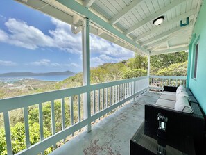 Back Patio - Secluded- Renovated Duplex Overlooking Pillsbury Sound- 5 min drive to Red Hook! (St Thomas)