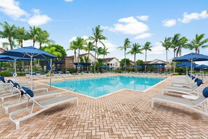 Outdoor pool, pool loungers