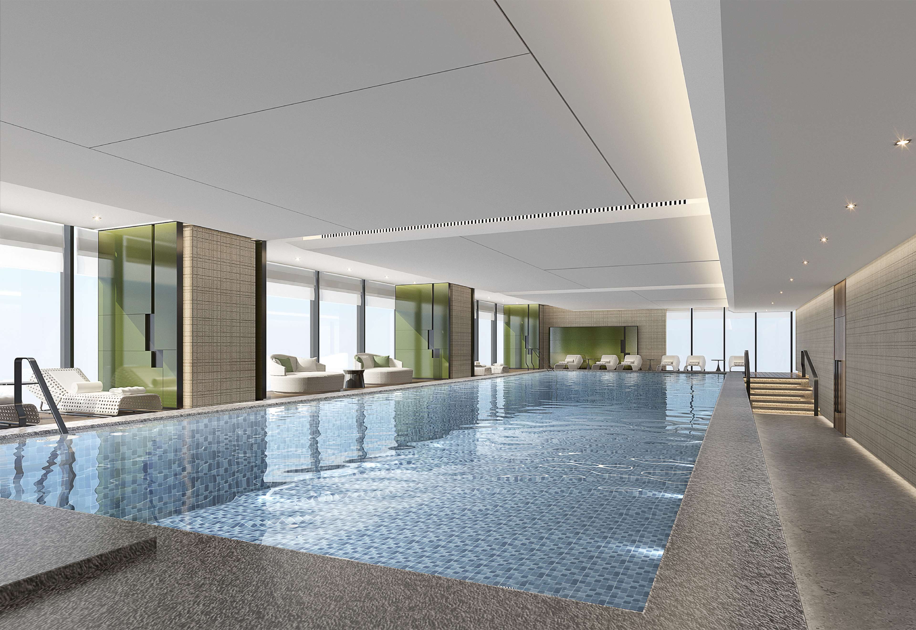 indoor pool, pool loungers