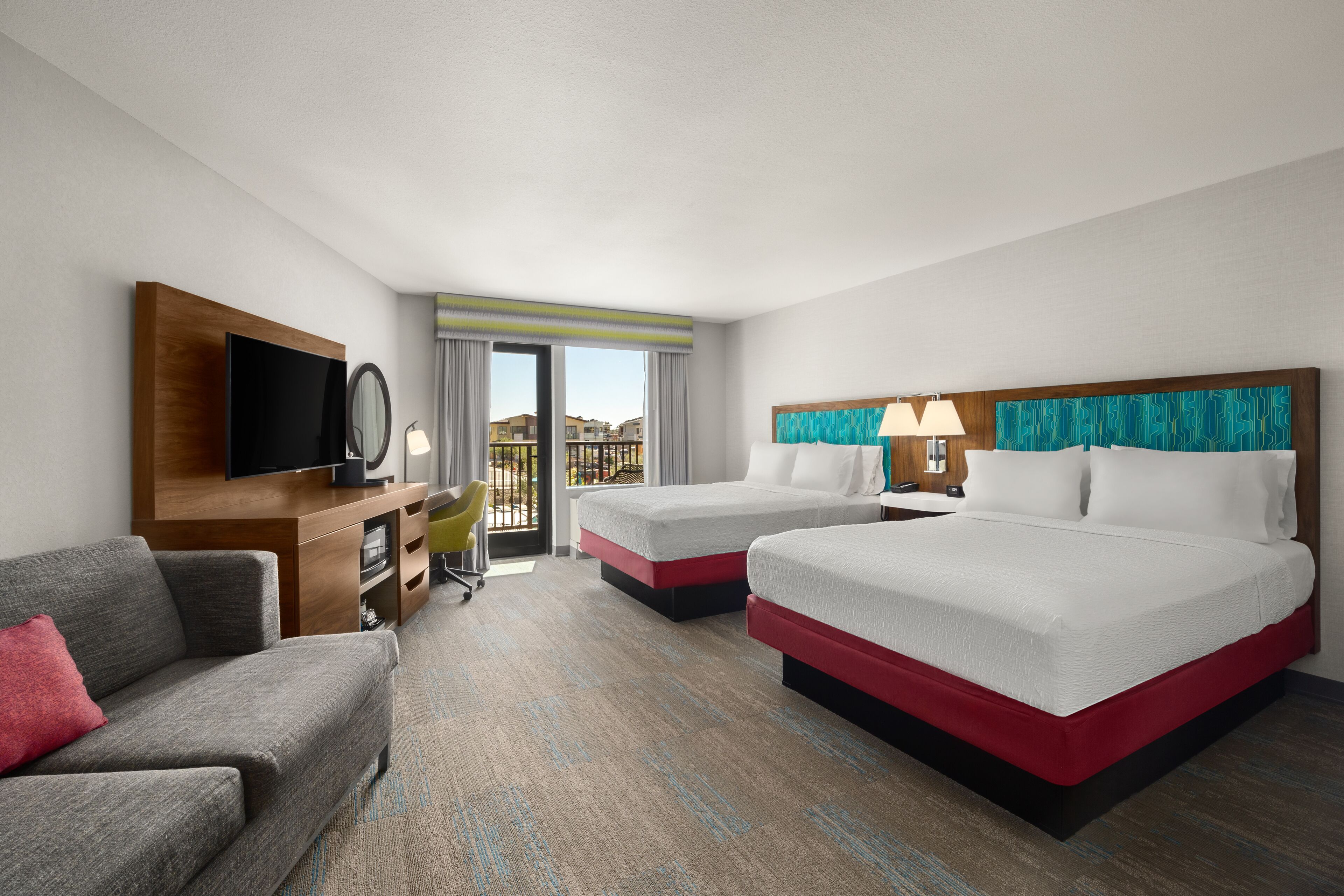 Room, Multiple Beds, Balcony | In-room safe, desk, blackout curtains, soundproofing